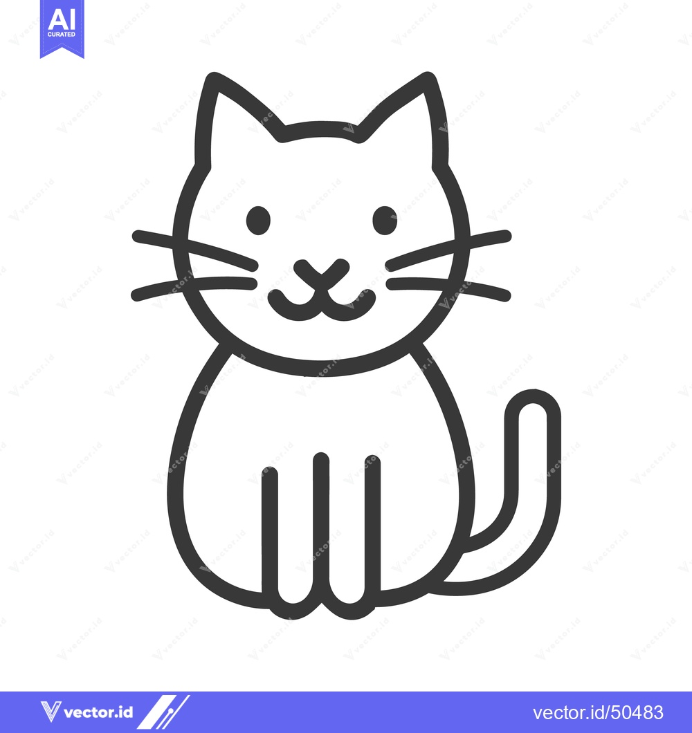 Premium Vector of A Simple Black And White Line Drawing Of A Cute Cat