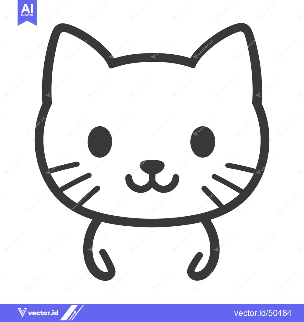 Premium Vector dari A simple black and white illustration of a cute cat face