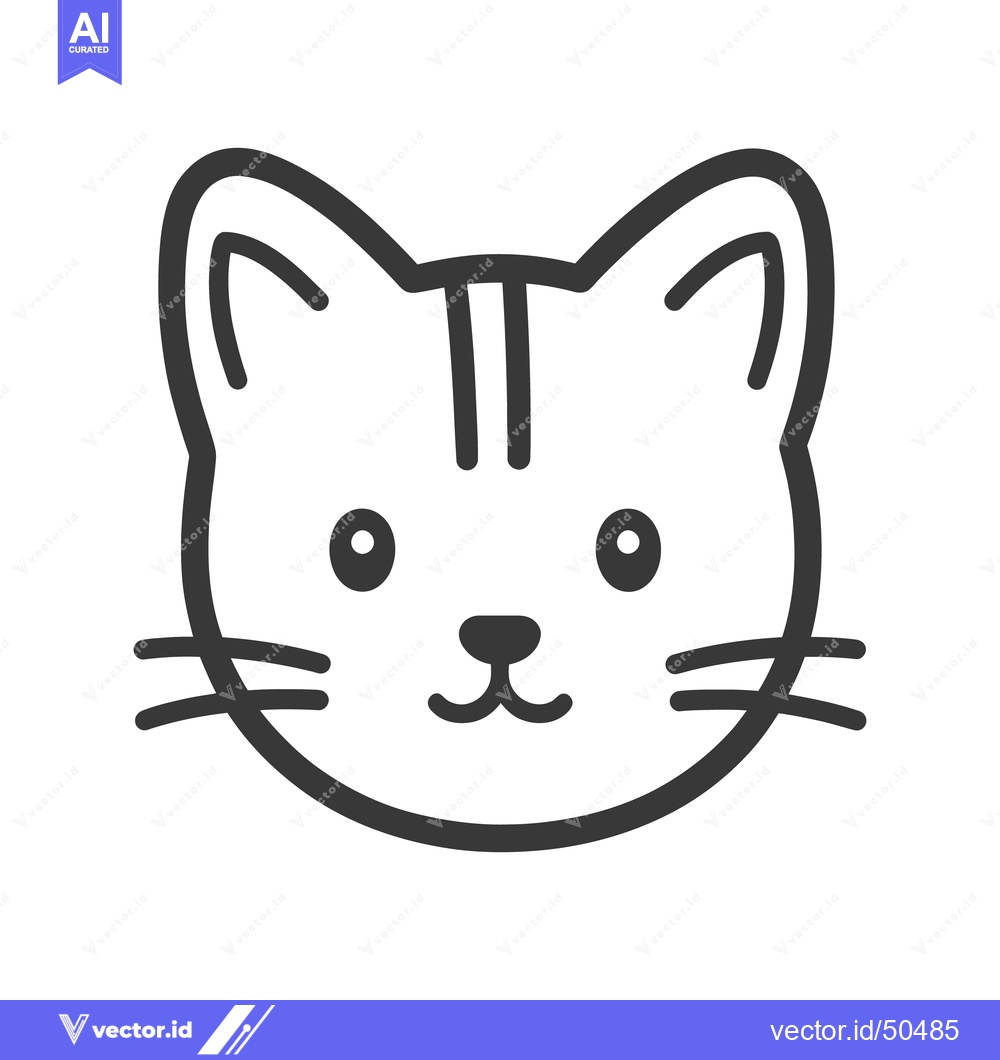 Premium Vector dari A Simple Black And White Illustration Of A Cat Head