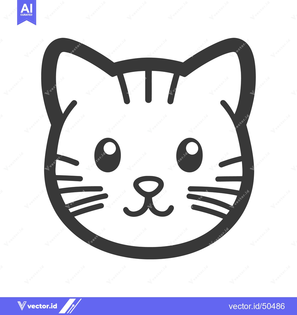 Premium Vector dari A simplistic and adorable cat face depicted in line art style