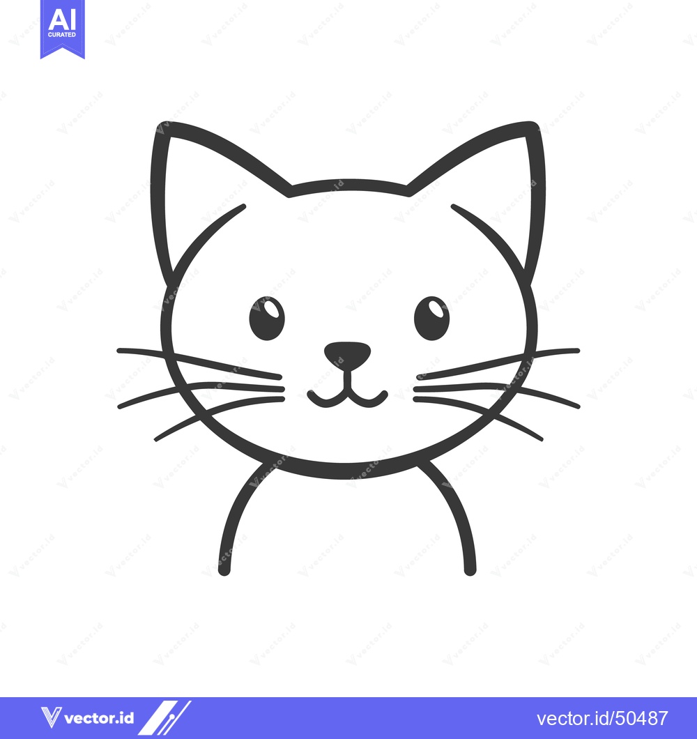 Premium Vector dari Simple line drawing of a cute cat looking at the viewer