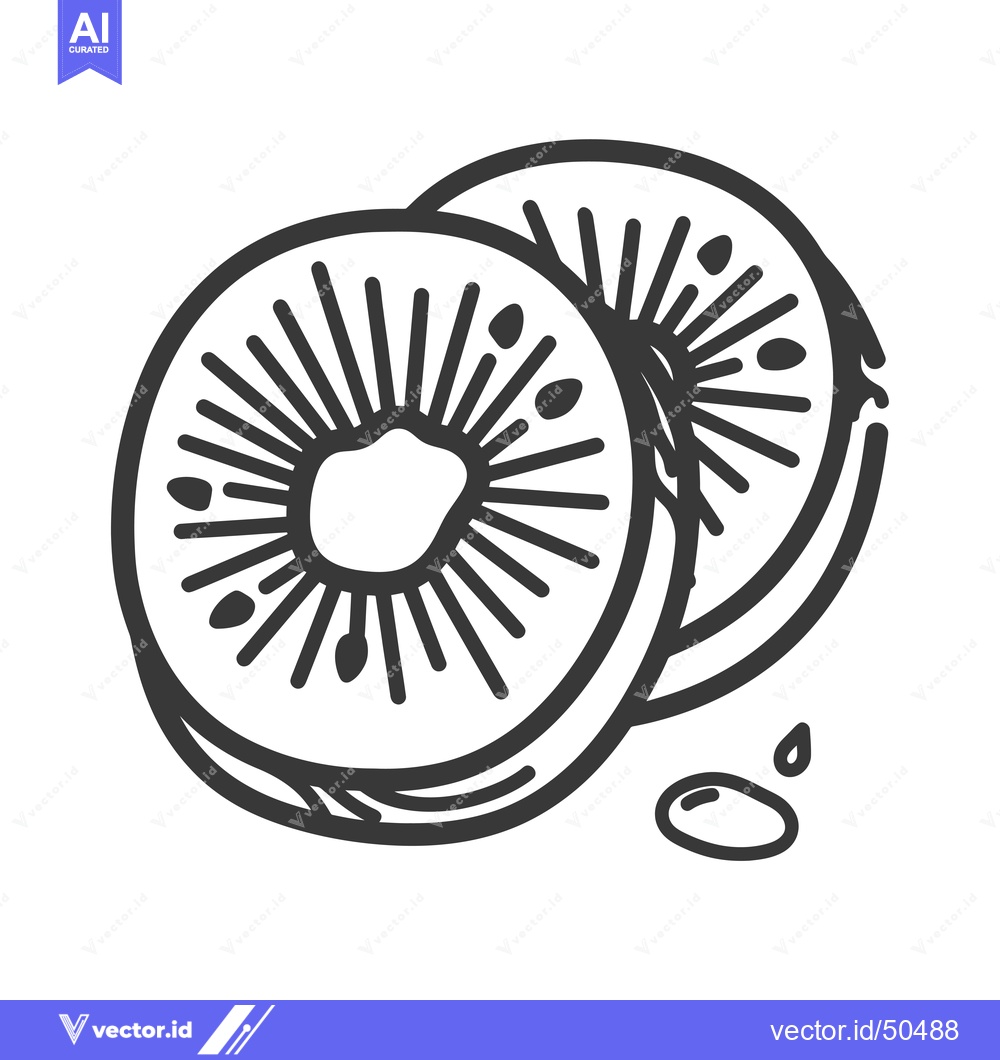 Premium Vector dari Kiwi Fruit Slices Doodle Illustration