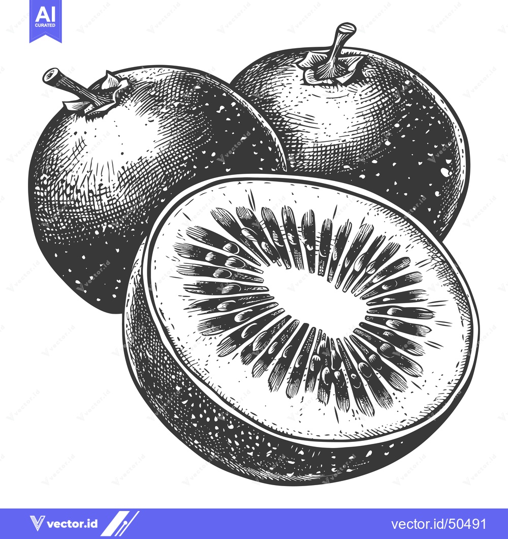Premium Vector dari Hand Drawn Illustration of Whole and Halved Kiwis