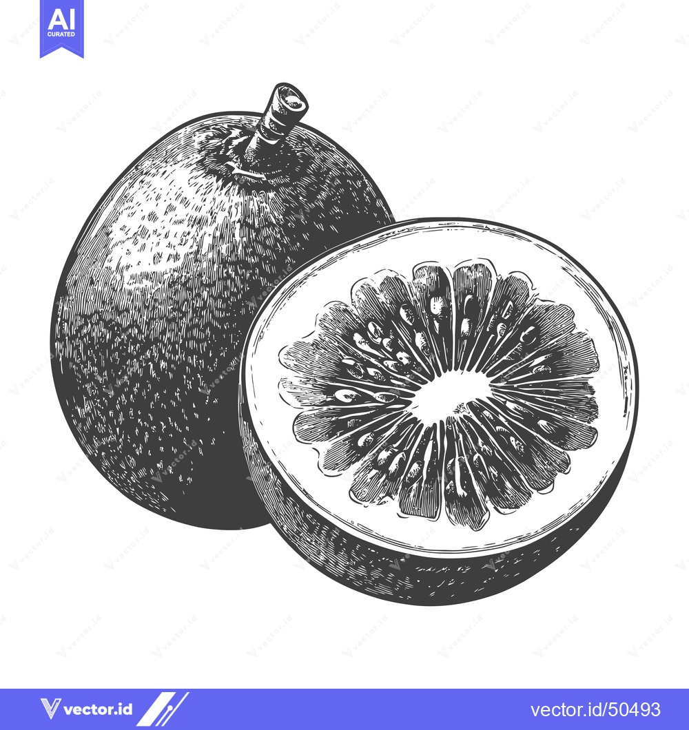 Premium Vector dari A whole pomelo and a half showing its segments