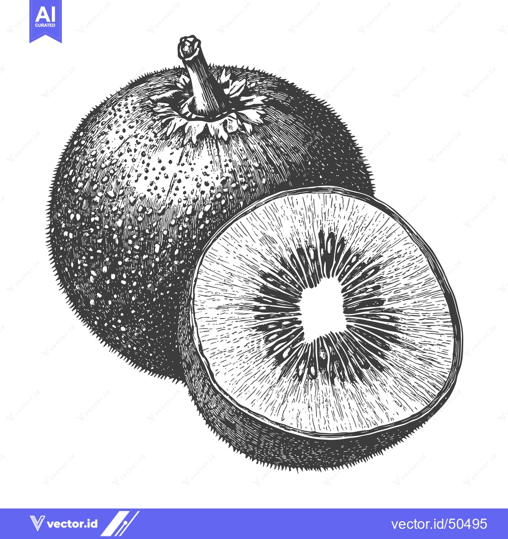 Premium Vector dari Whole Kiwi Fruit and a Sliced Kiwi Half