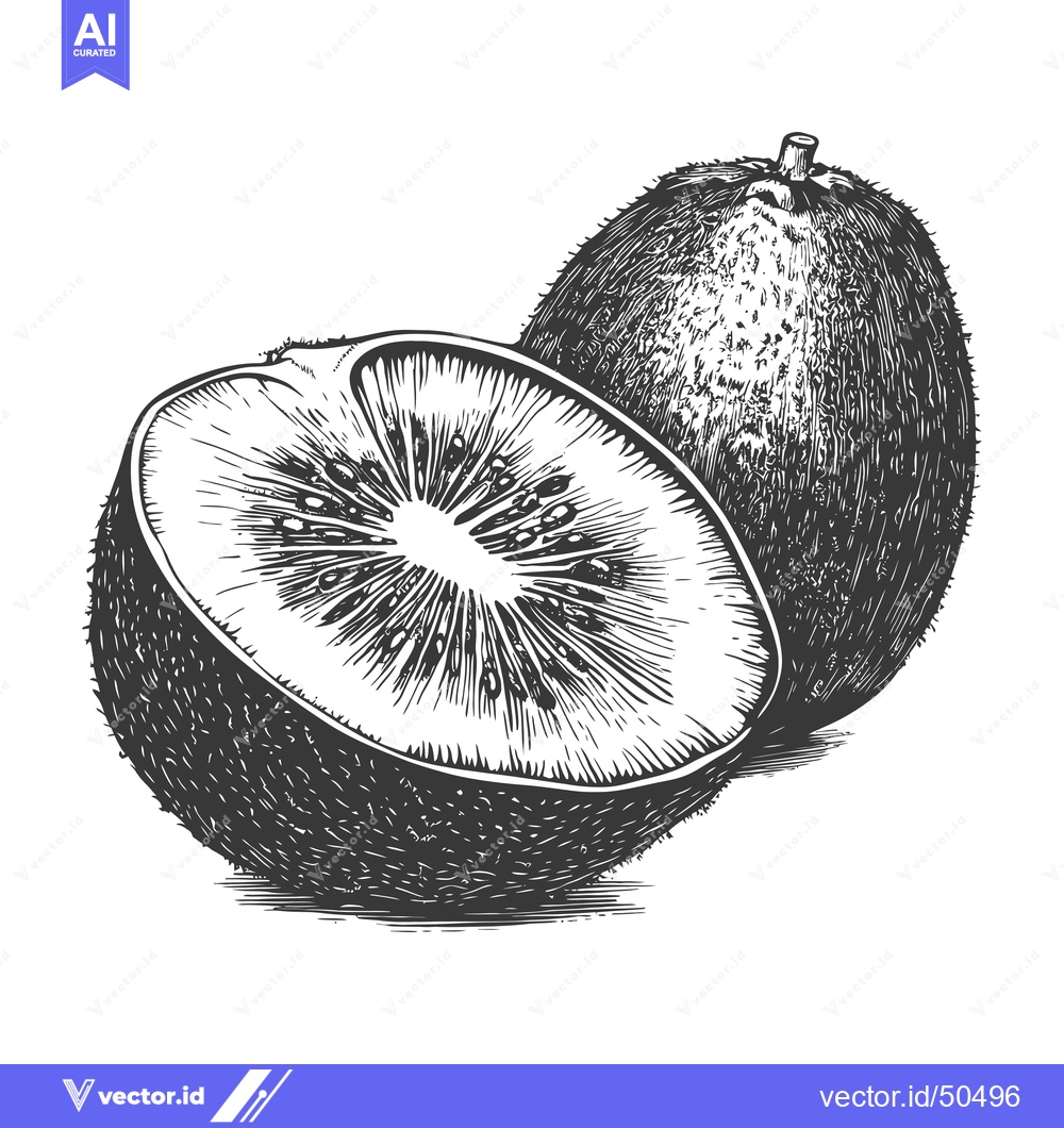 Premium Vector dari A Detailed Illustration Of A Whole And Halved Kiwi Fruit