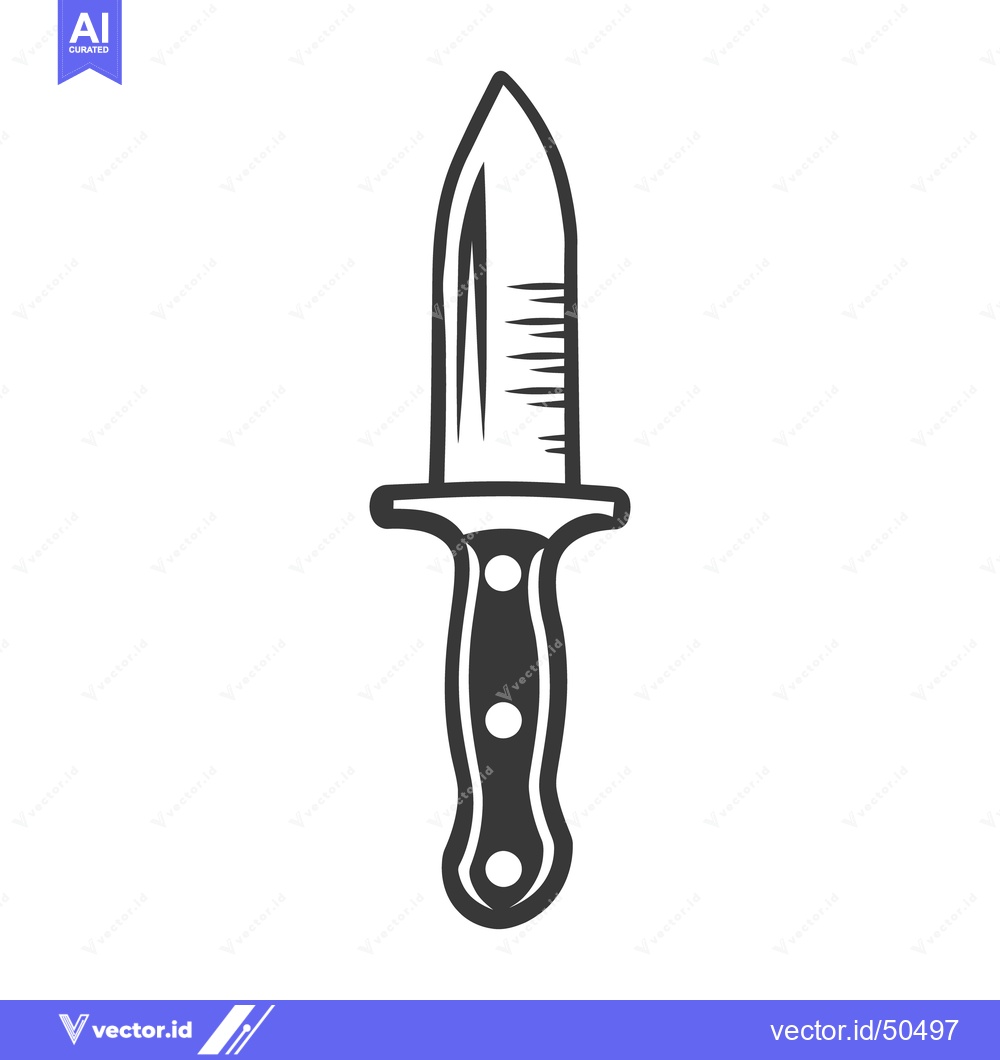 Premium Vector dari A black and white illustration of a dagger on white background