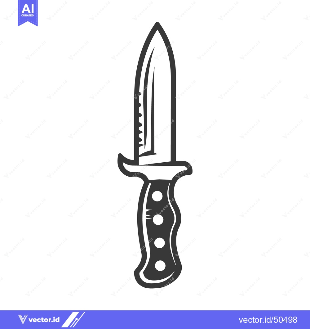 Premium Vector of An illustration depicting a sharp knife with a textured handle