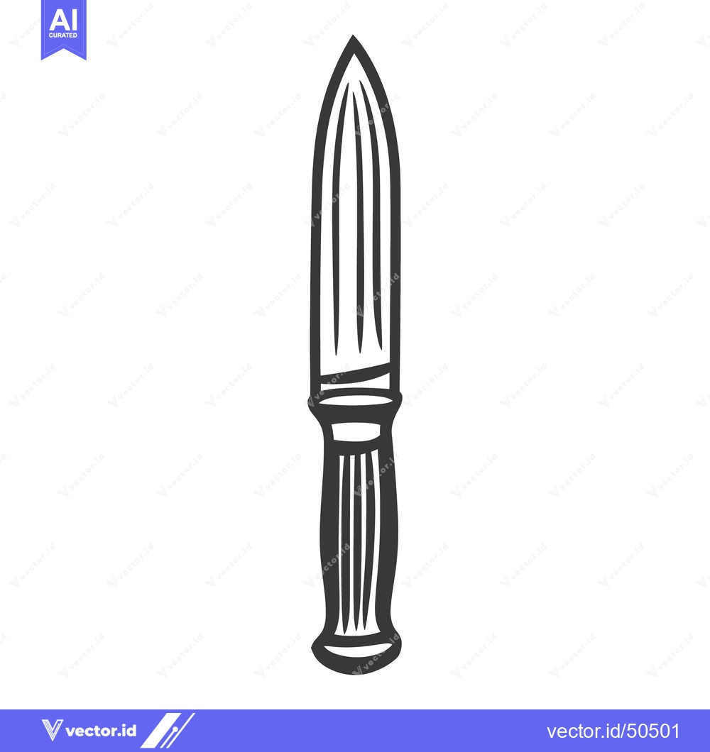 Premium Vector dari A simple line drawing depicts a long dagger blade