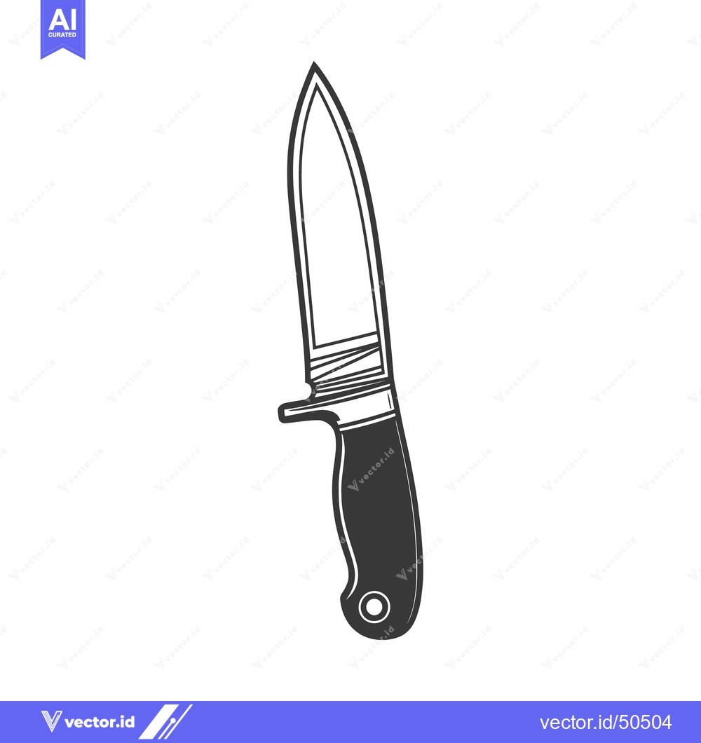Premium Vector dari A sharp knife with a dark handle isolated on a white background