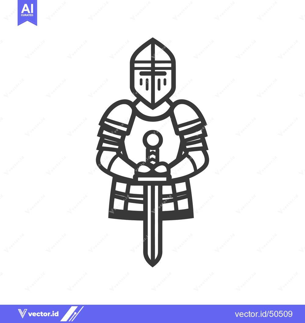 Premium Vector of A stylized image of a knight in full armor with sword