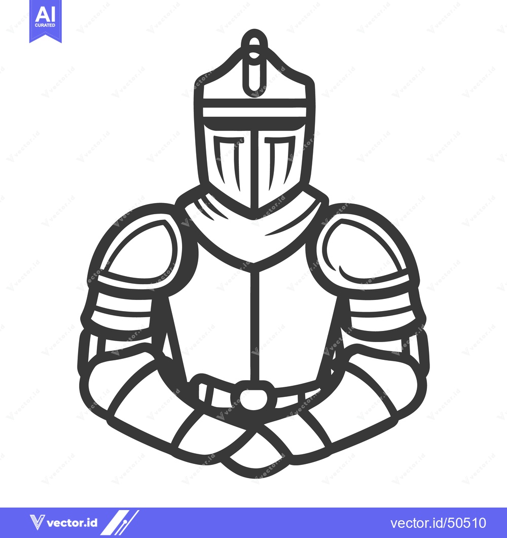 Premium Vector of The image depicts a knight wearing armor and a helmet
