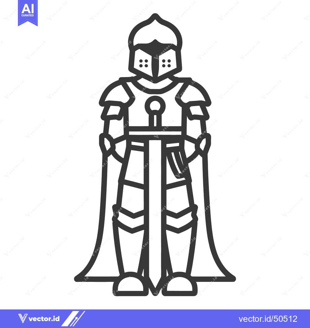 Premium Vector of An illustration of a medieval knight in full shining armor