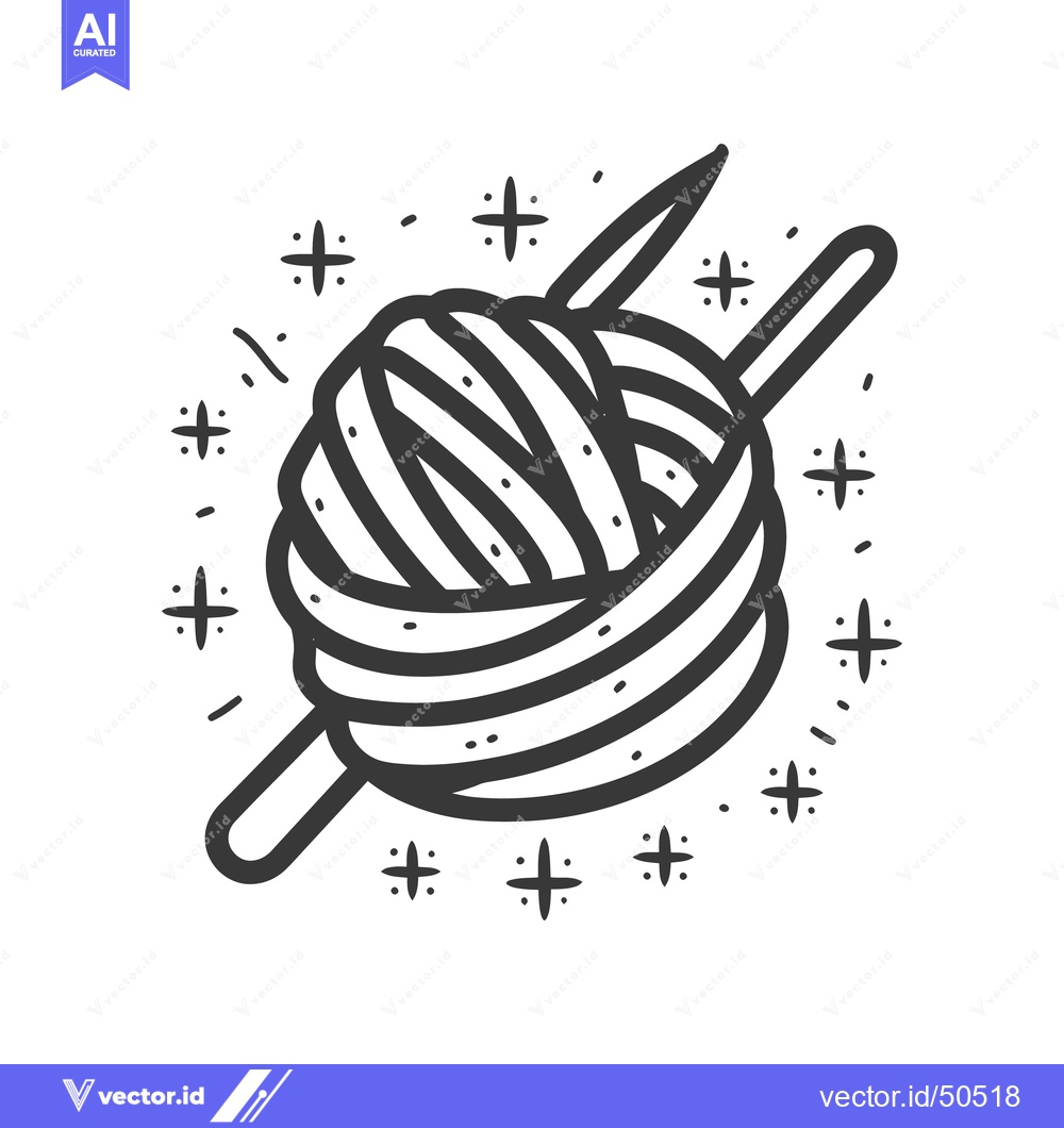 Premium Vector of A stylized illustration depicting yarn and knitting needles