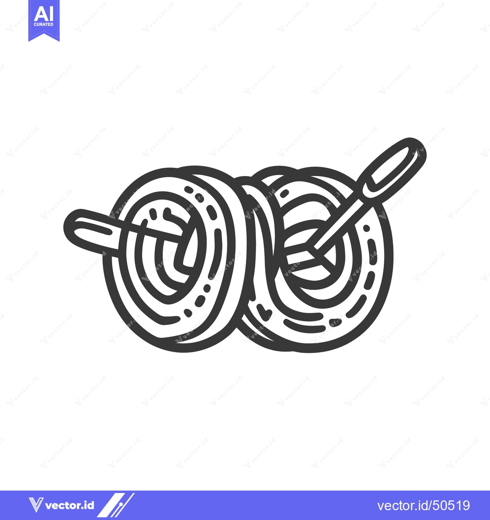 Premium Vector of A black and white illustration of cooked spaghetti and utensil