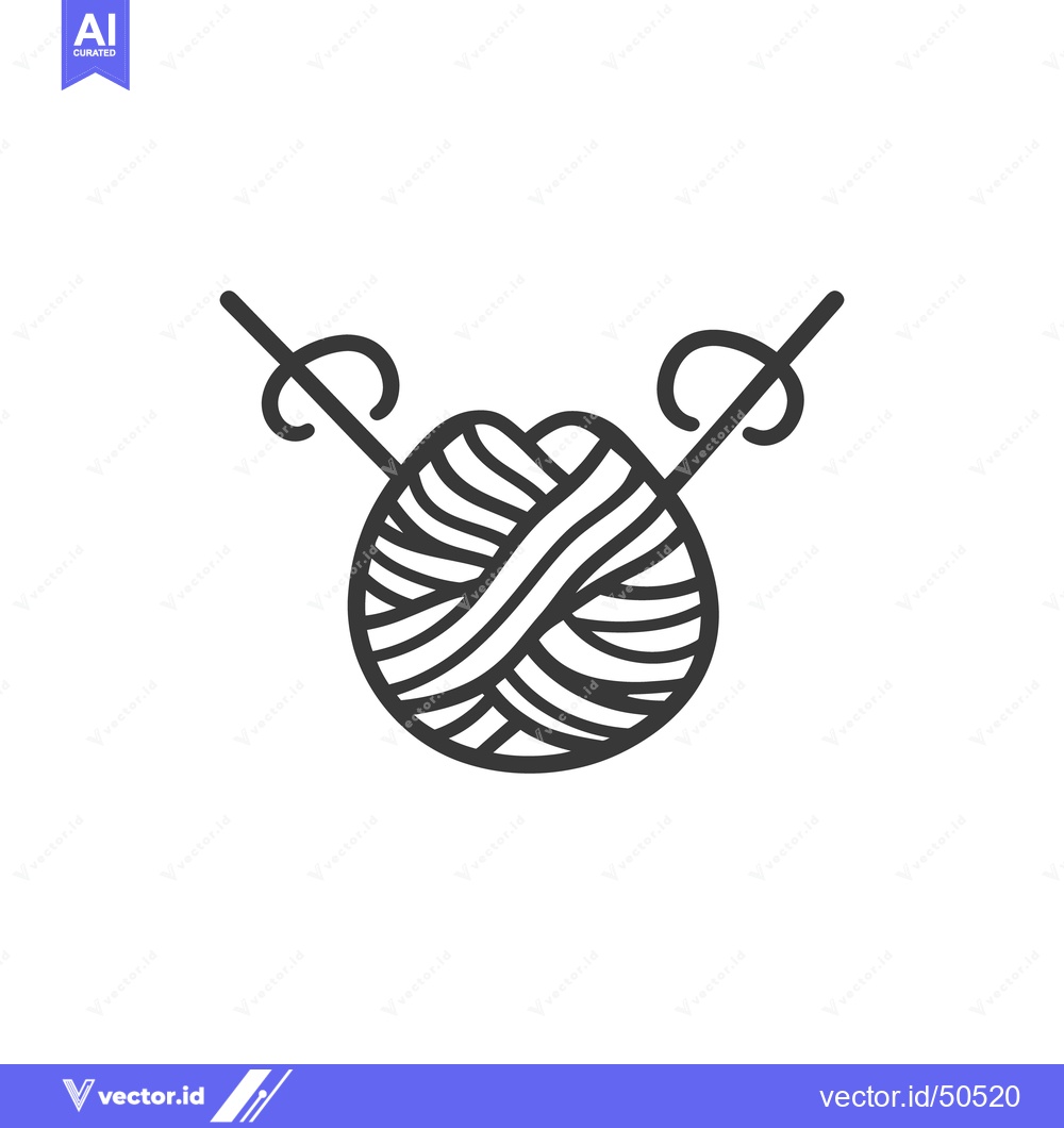 Premium Vector dari A minimalist black and white illustration of yarn and needles