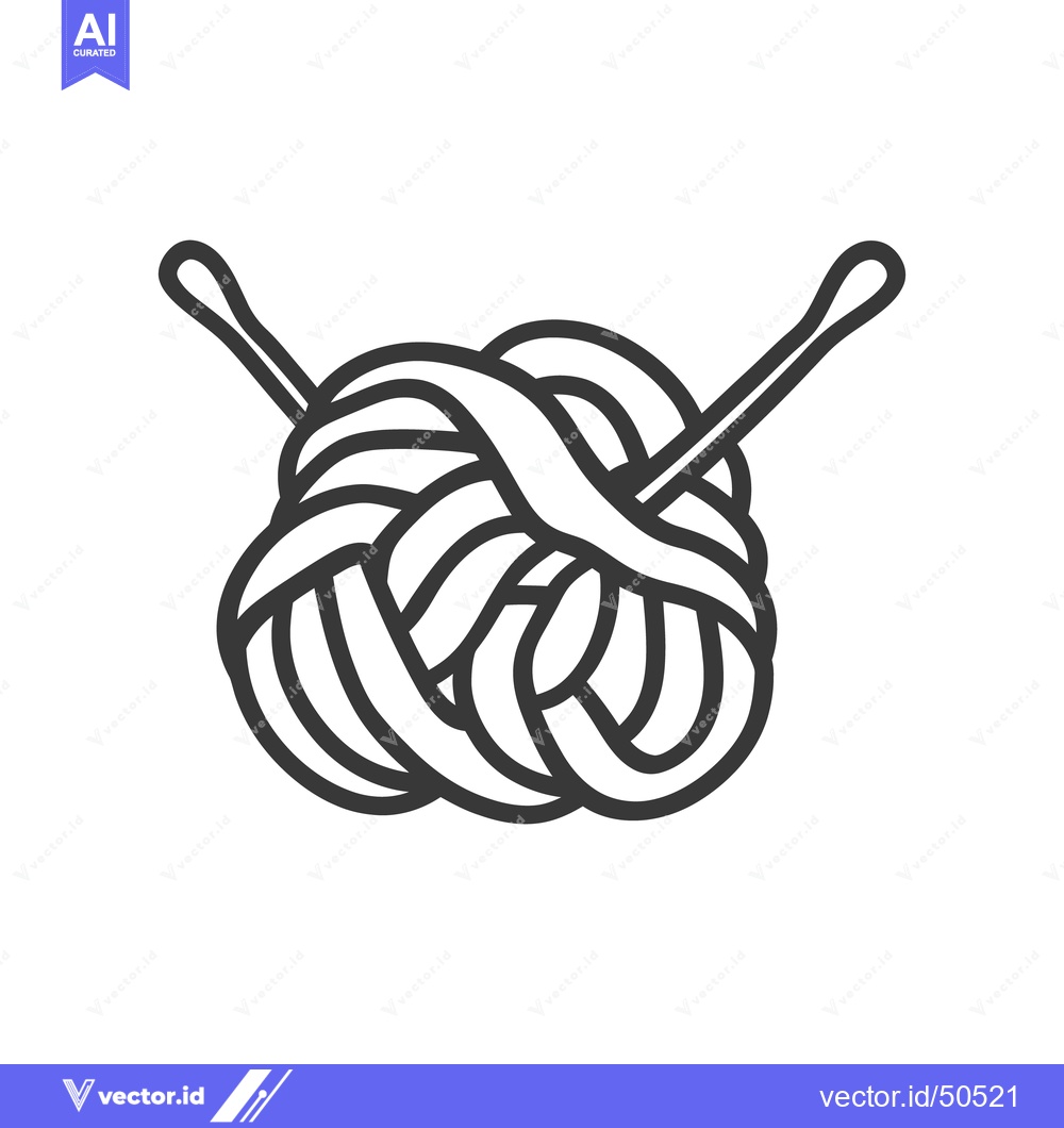 Premium Vector of A stylized graphic depiction of yarn and knitting needles