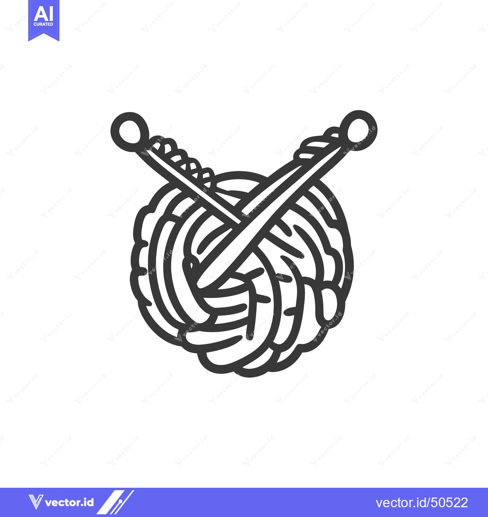 Premium Vector dari A ball of yarn with knitting needles crossed in front