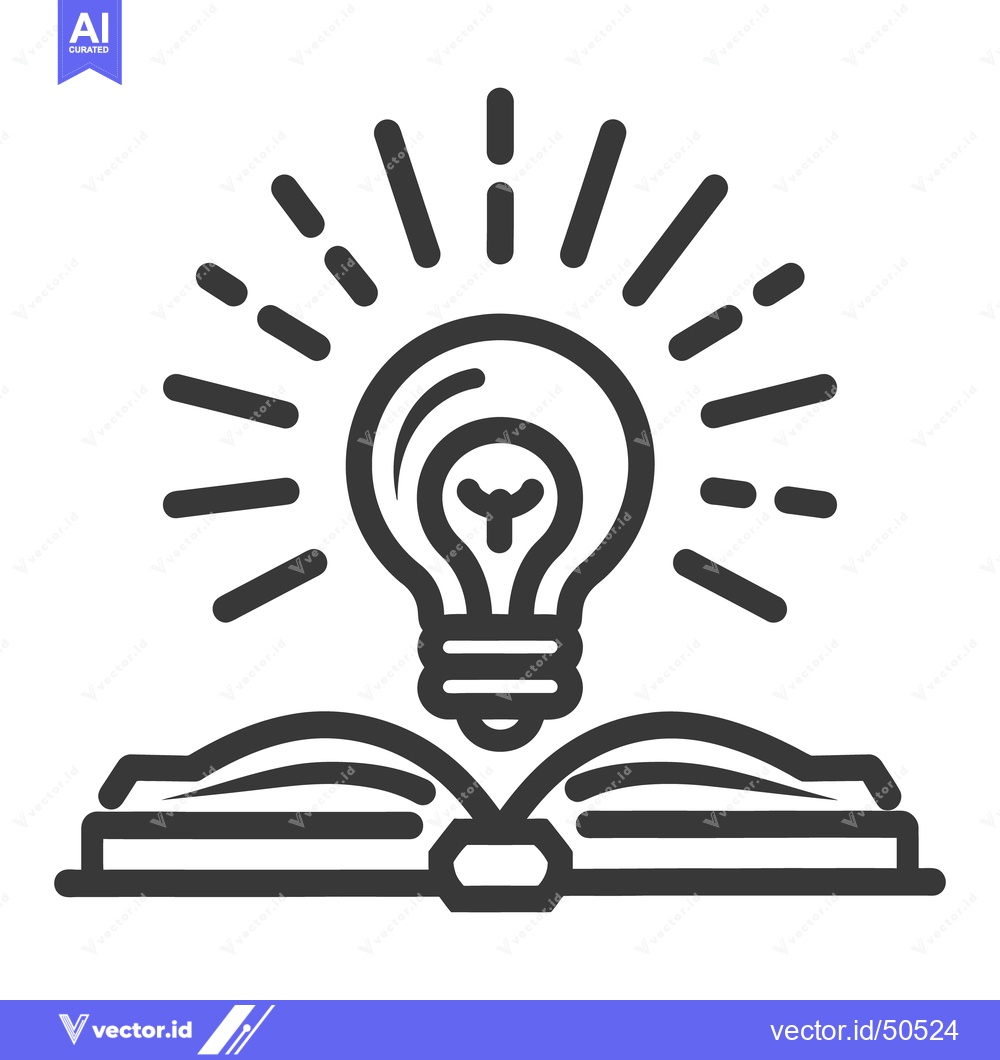 Premium Vector dari A bright lightbulb illuminating above an open book design