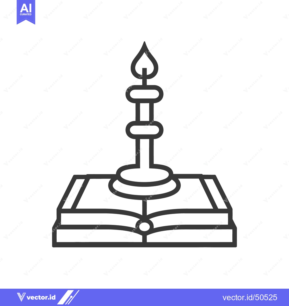 Premium Vector dari A stylized black and white drawing of a candlestick and book