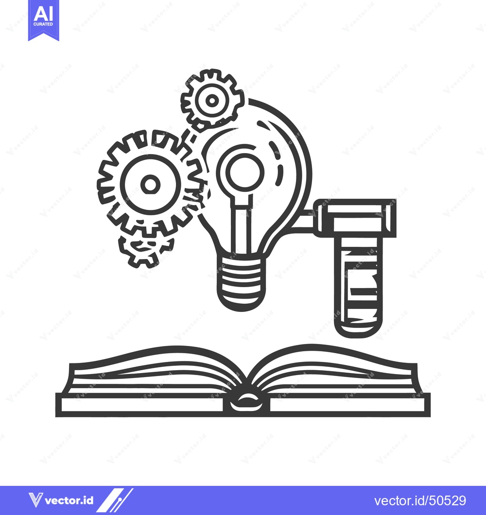 Premium Vector dari Combined Illustration Featuring Book Lightbulb And Gears For Ideas