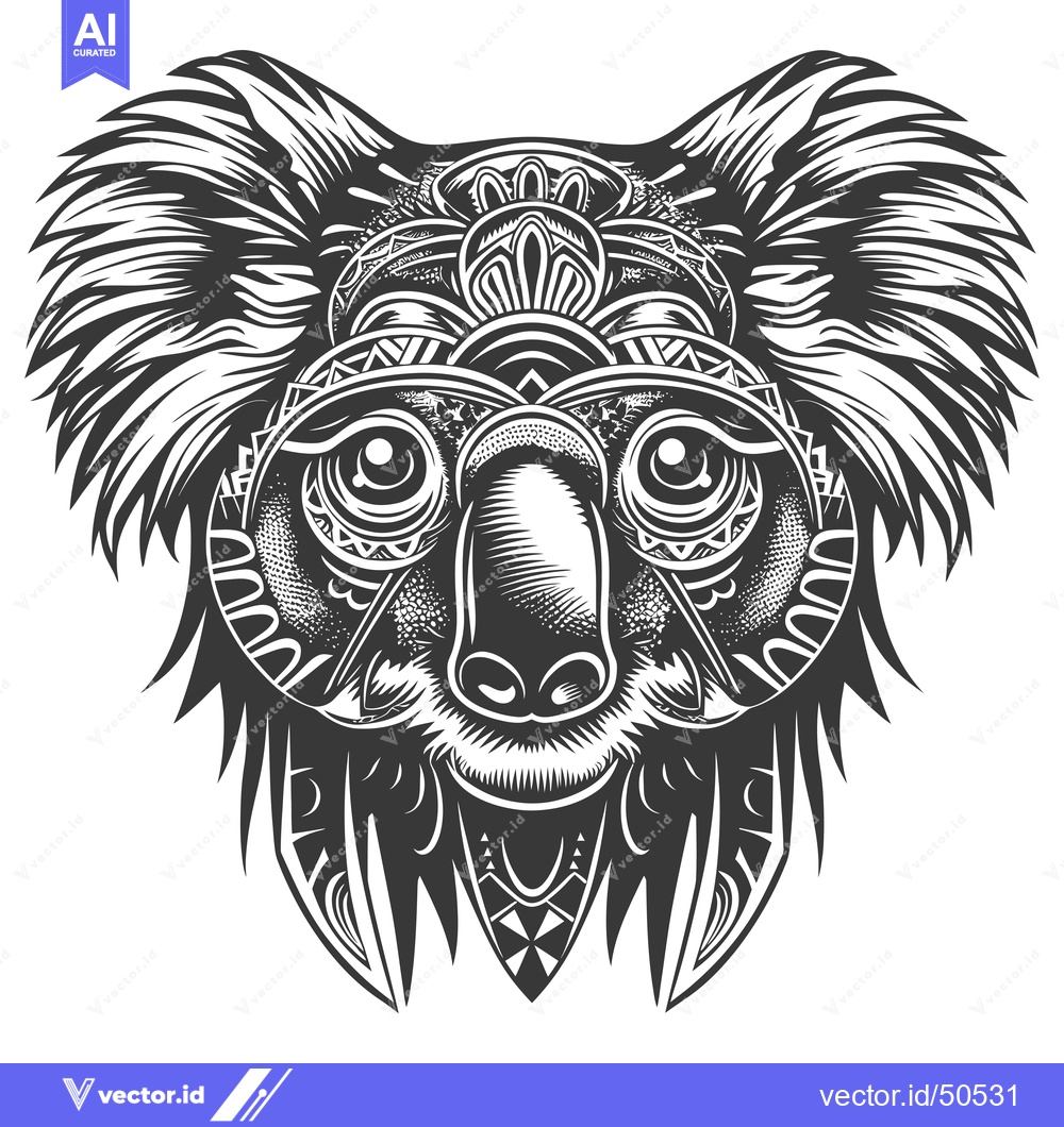 Premium Vector dari Koala Face with Intricate Geometric Patterns and Detailed Features