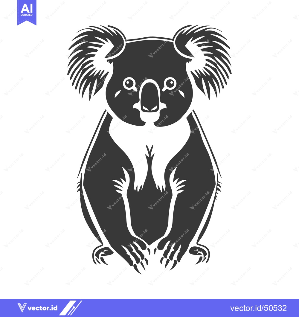Premium Vector dari A monochrome image of a seated koala bear illustration