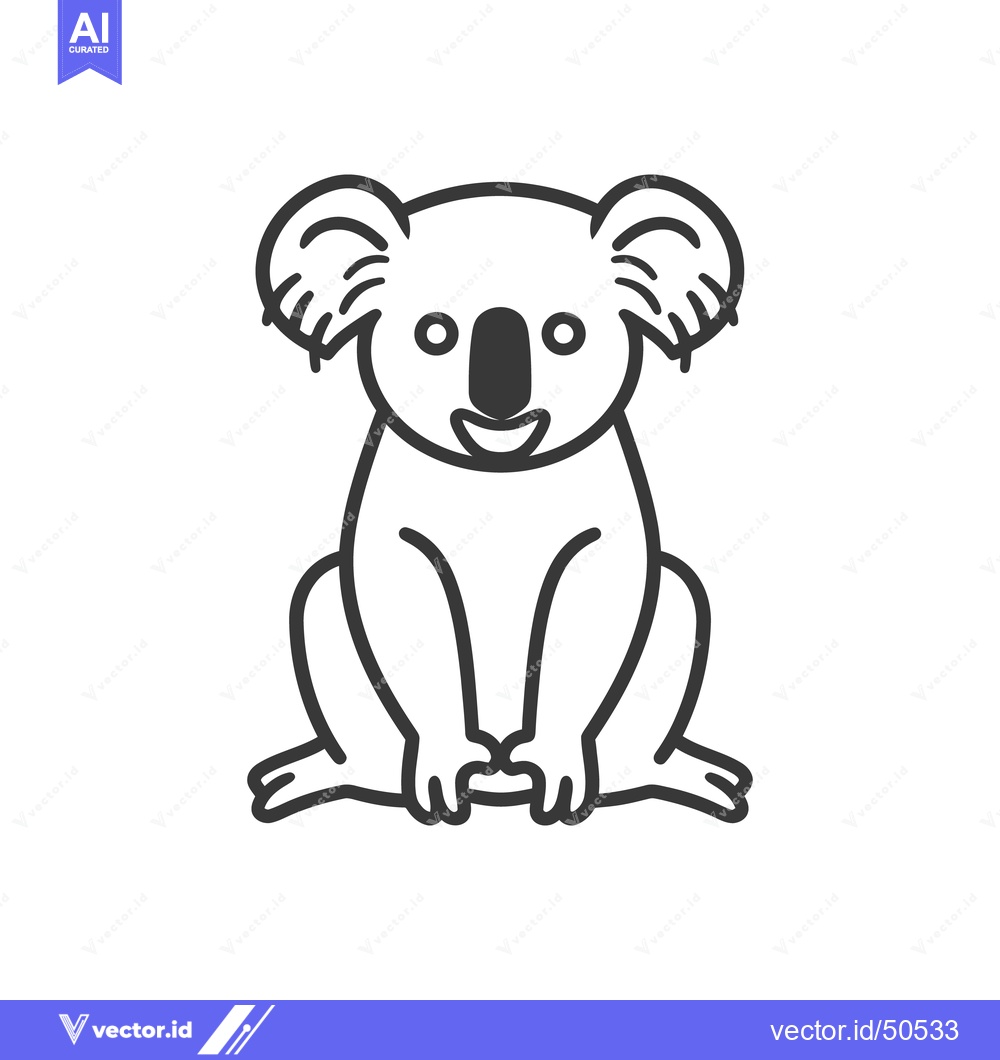 Premium Vector of A Simple Black And White Line Drawing Of A Koala