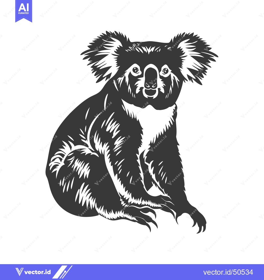 Premium Vector of A stylized monochrome graphic illustration of a koala bear sitting