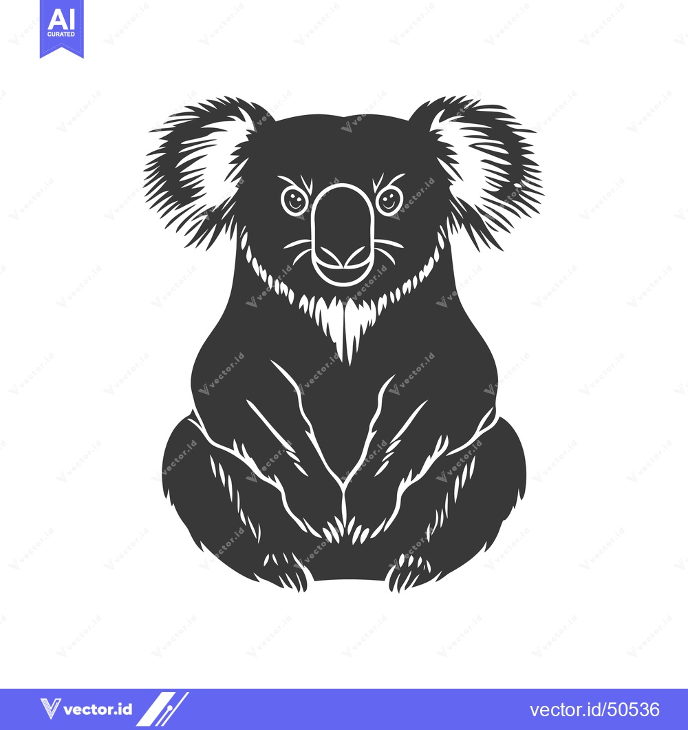 Premium Vector dari A black and white seated illustration of a cute koala bear