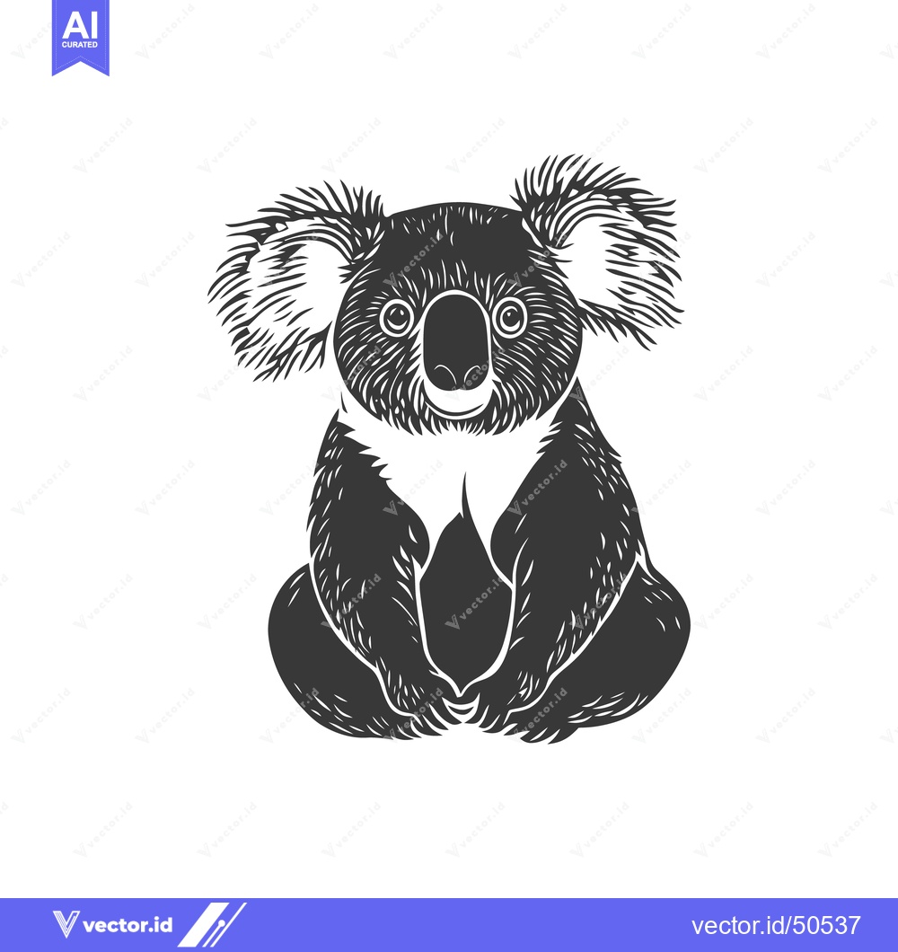 Premium Vector dari A monochrome artistic illustration of a koala bear sitting down