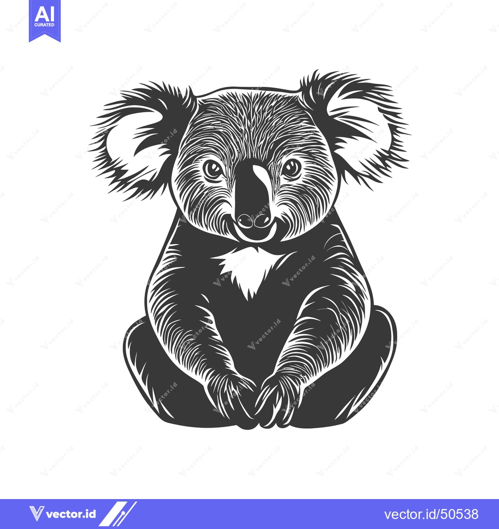 Premium Vector of A charming illustrated koala sitting and gazing at the viewer