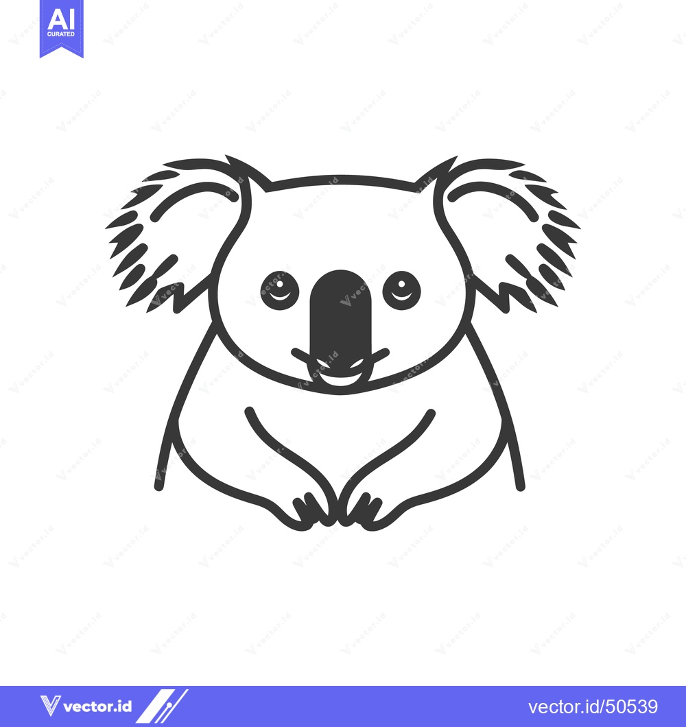 Premium Vector dari A black and white line drawing of a smiling koala