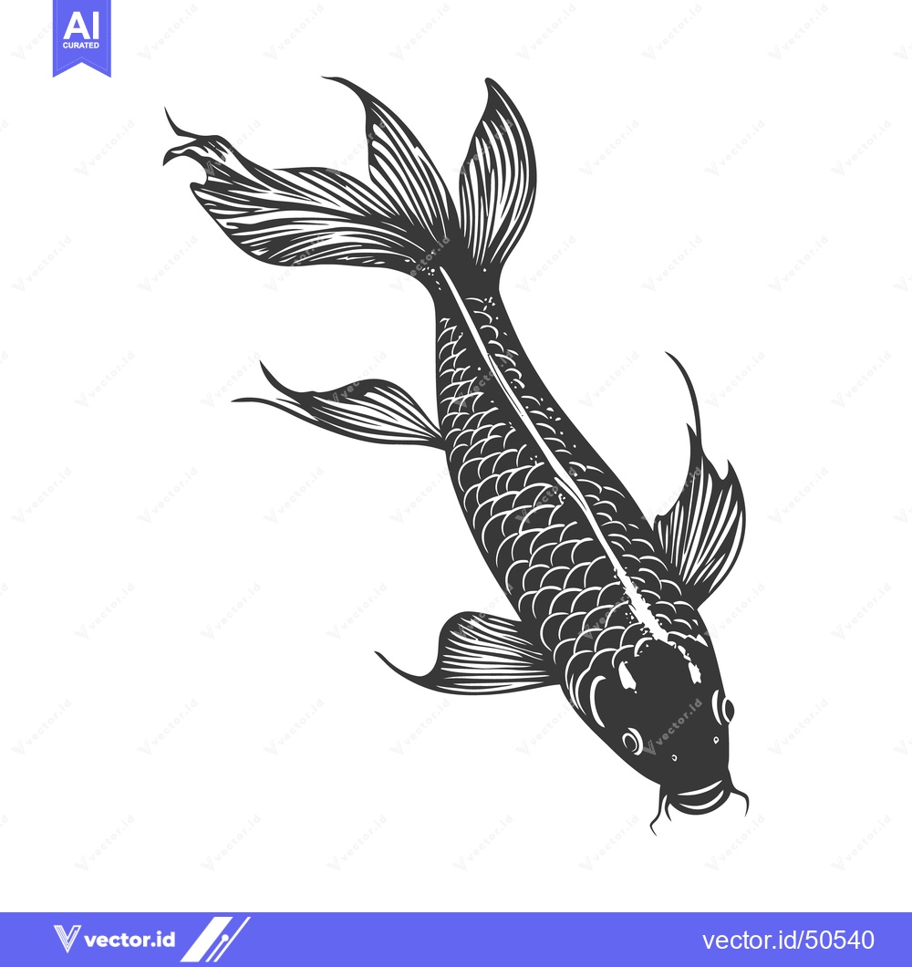 Premium Vector dari A detailed illustration of a fish swimming downward in water