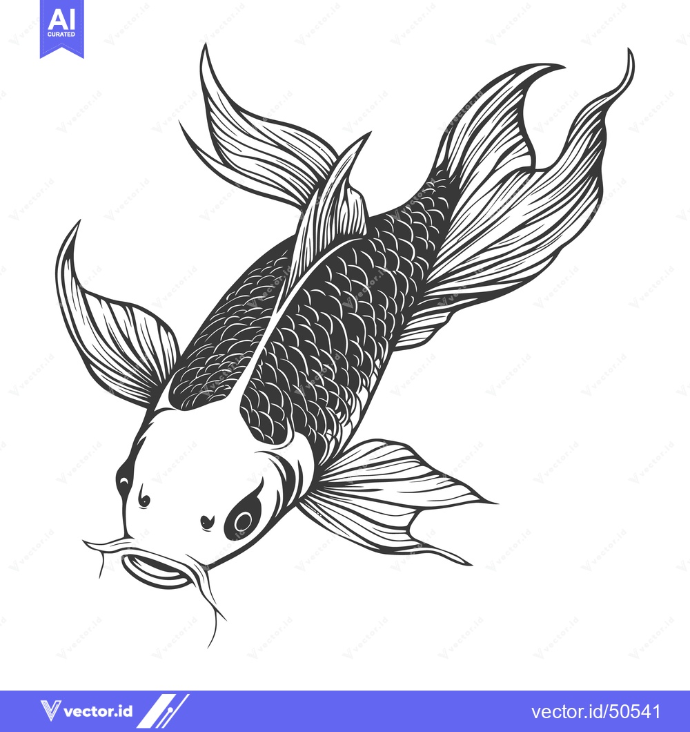 Premium Vector dari An illustration of an elegant black and white koi fish