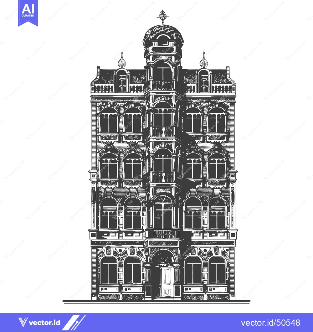 Premium Vector dari Elegant Vintage Building Architectural Drawing