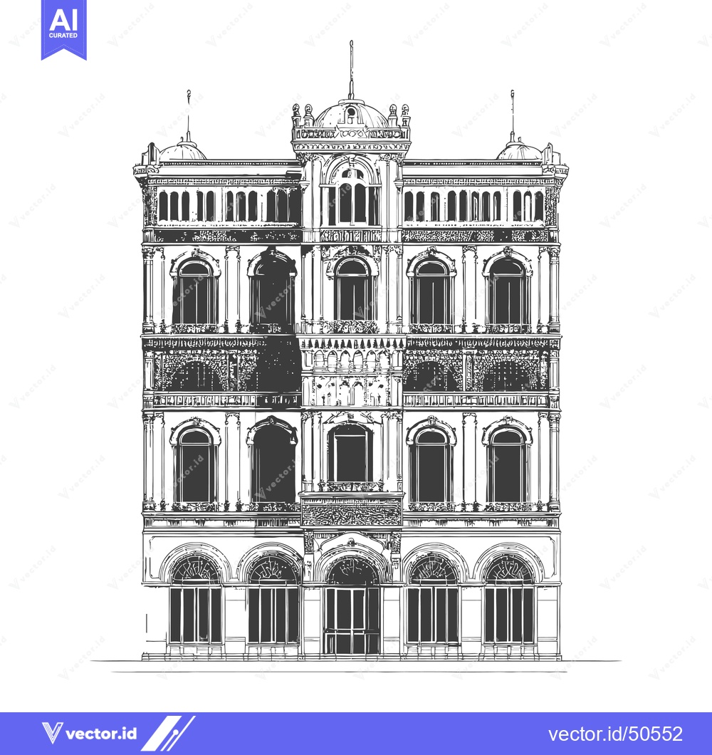 Premium Vector dari Elegant Grand Building Architectural Sketch Design