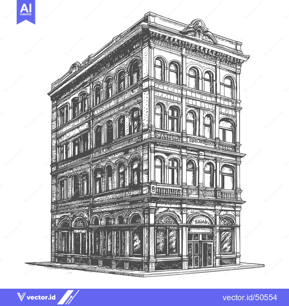 Premium Vector dari Elegant Victorian Era Building Architectural Drawing