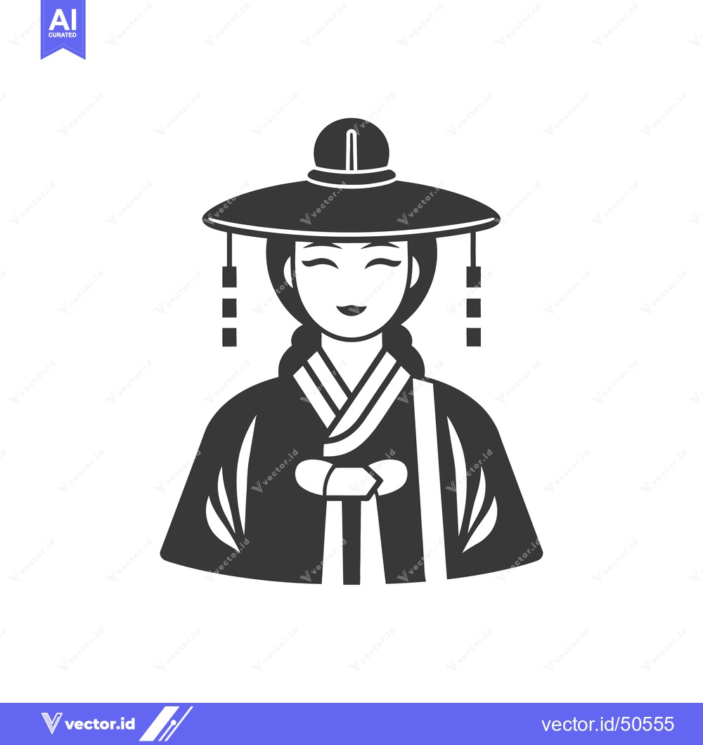 Premium Vector dari A smiling woman wearing traditional asian attire and headwear
