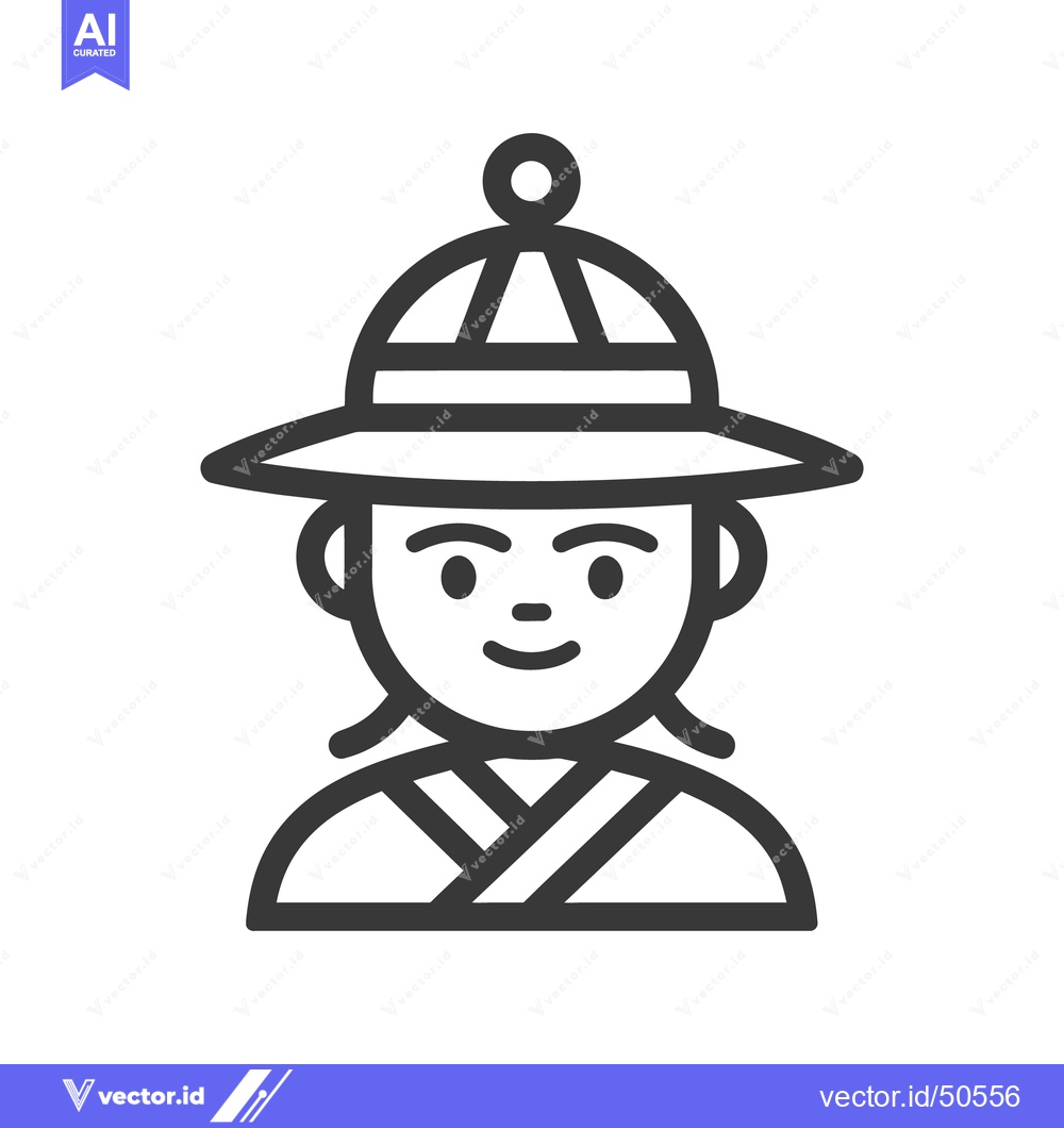 Premium Vector of A simple line drawing of a person wearing a hat
