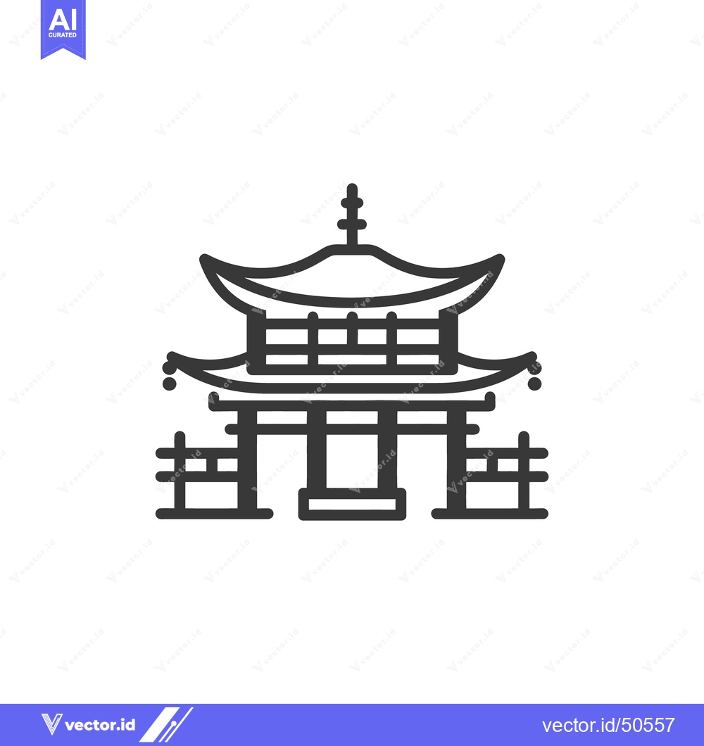 Premium Vector dari A stylized line drawing of a traditional asian pagoda temple