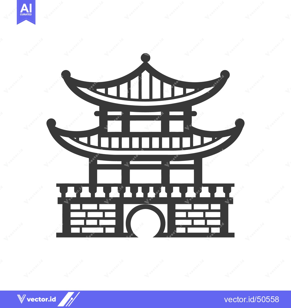 Premium Vector dari A symmetrical illustration depicts an asian style building structure