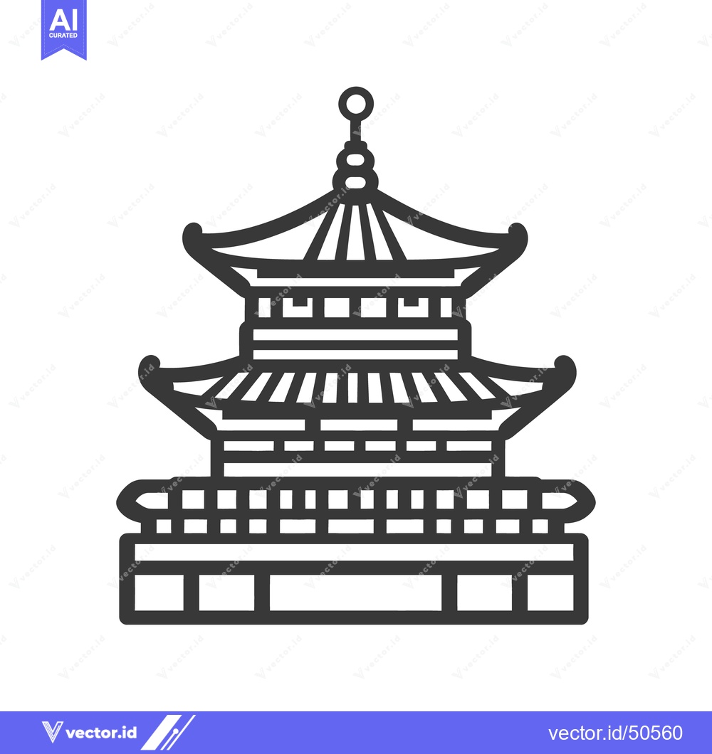 Premium Vector dari A Simple Illustration Depicting a Traditional Multi Tiered Building St