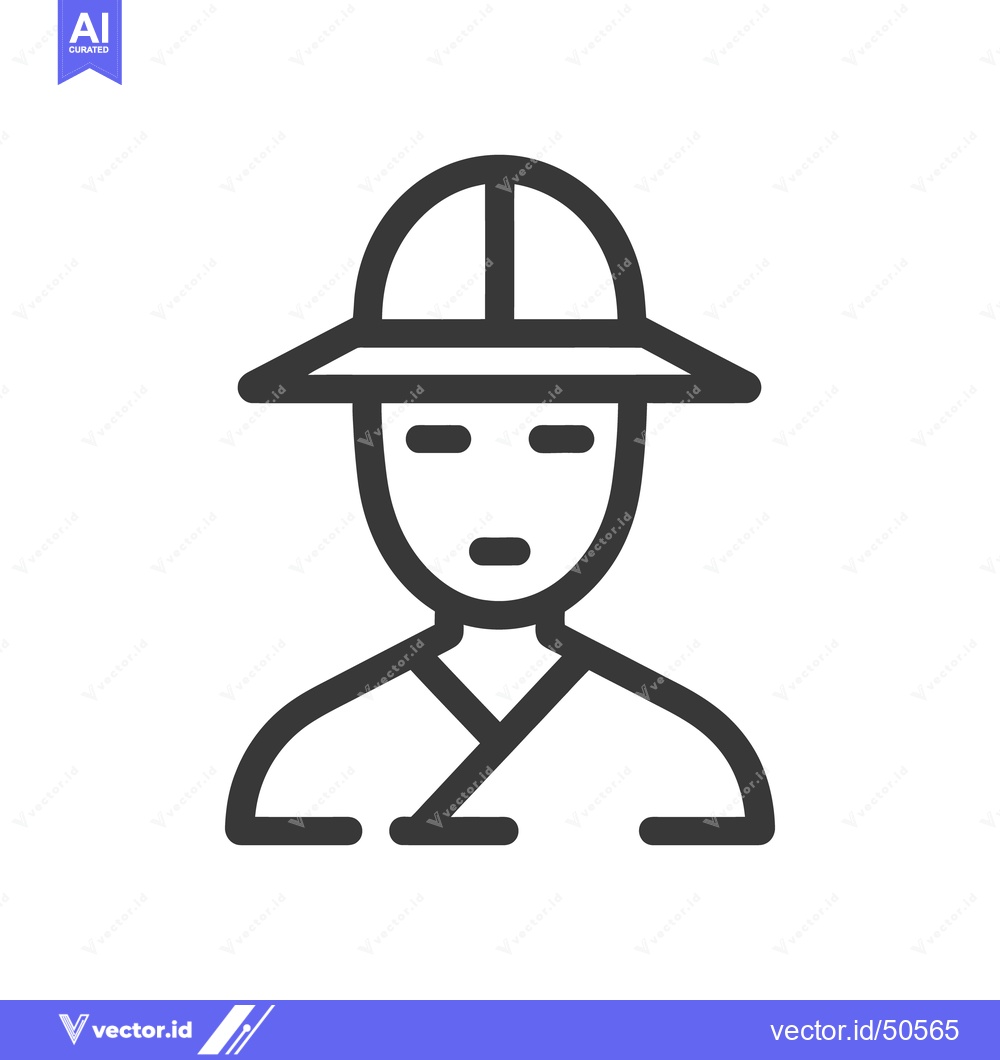 Premium Vector dari A simplified graphic icon of a person with a wide brim hat