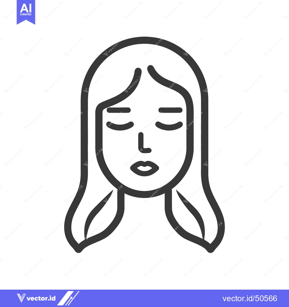 Premium Vector of Simple linear line drawing illustration of a face with closed eyes