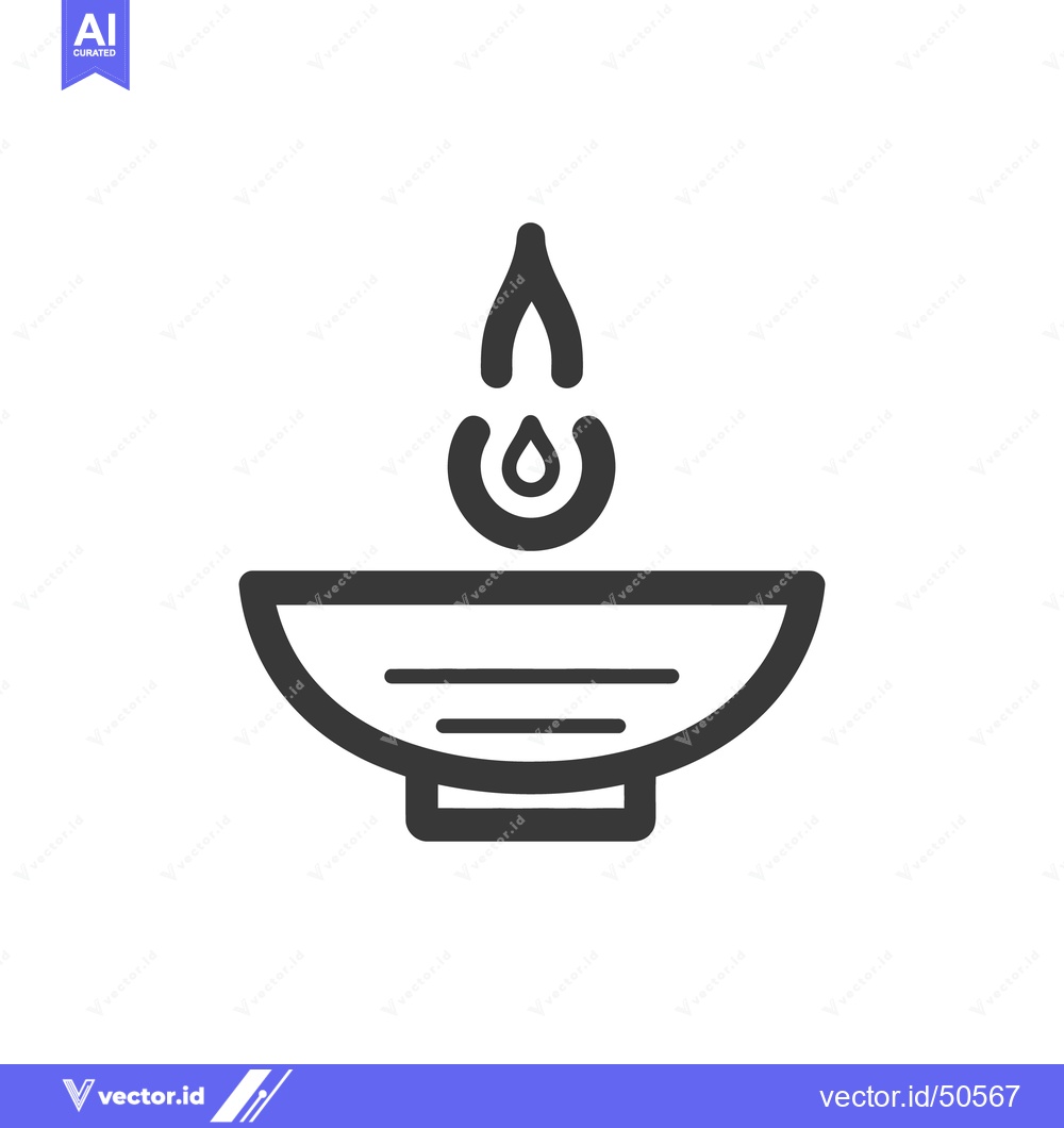 Premium Vector of A stylized drawing depicting a bowl with flame above it