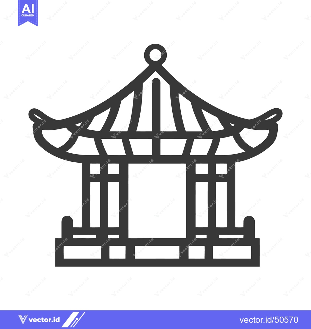 Premium Vector of A simple linear illustration representing an oriental architectural st