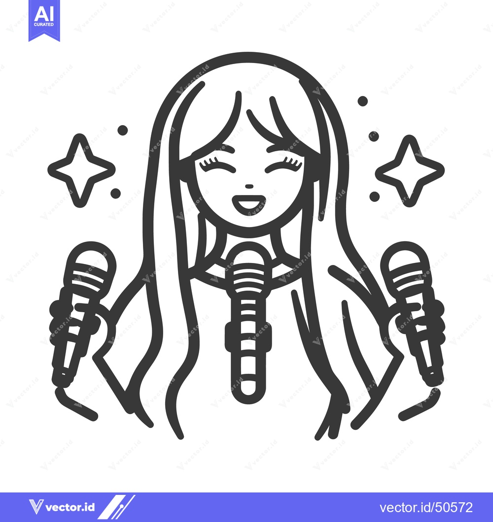 Premium Vector of An illustration of a woman singing into multiple microphones happily