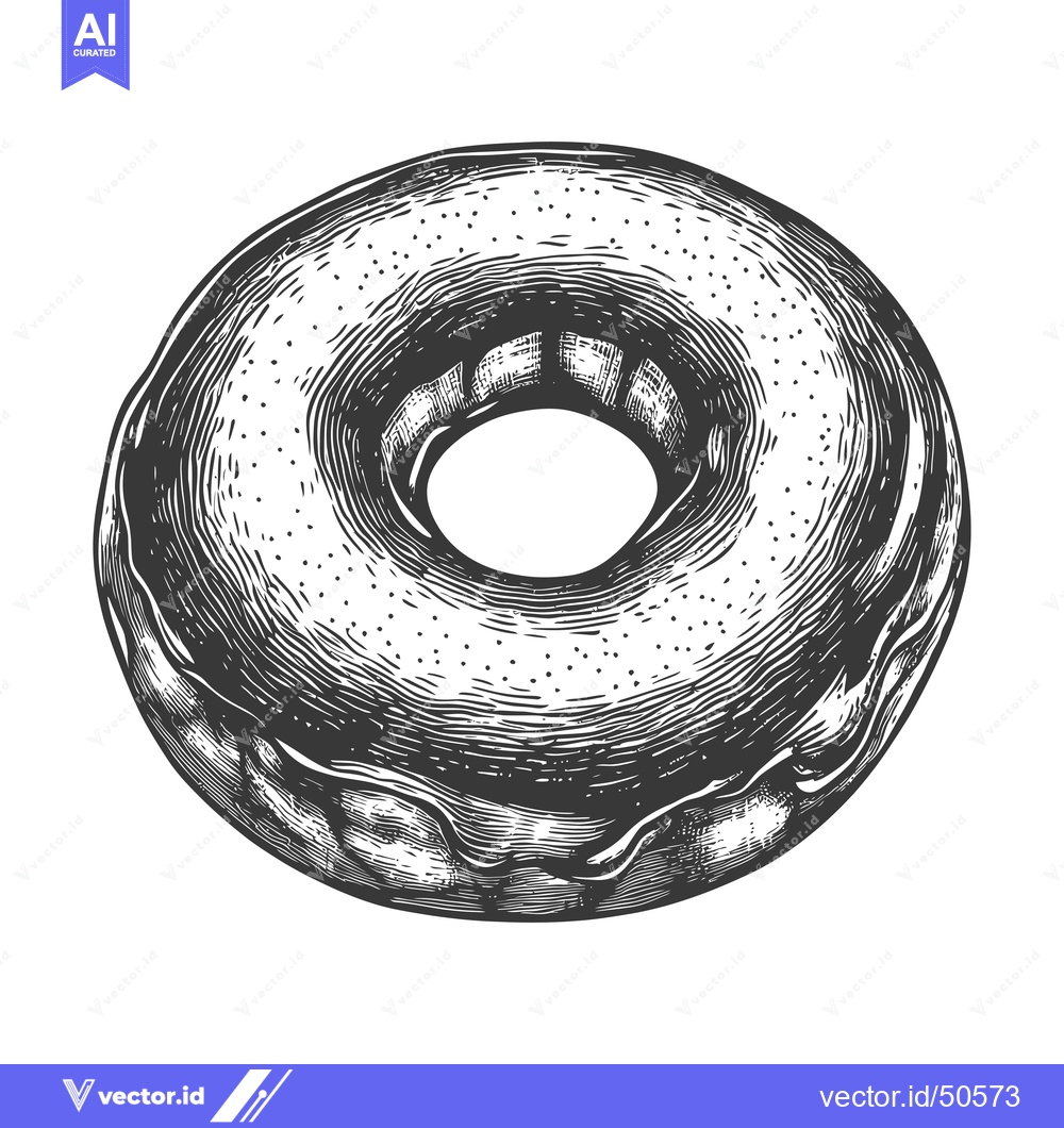 Premium Vector of Delicious Glazed Donut Hand Drawn Illustration
