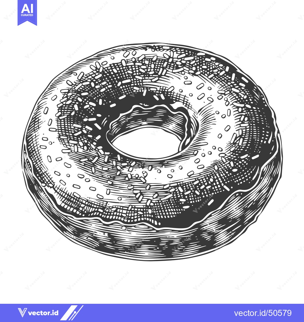 Premium Vector of A Delicious Sprinkled Chocolate Glazed Donut